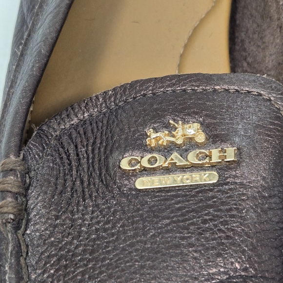 COACH Mary Lock Up Women's Shoes Bronze Pebbled Leather Comfort Loafers Size 8B - Picture 4 of 12